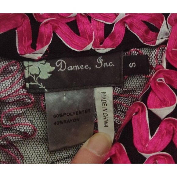 Vintage Damee, Inc. Women's Small Jacket Pink Sheer Ribbon Artsy Embroidered - Picture 7 of 13